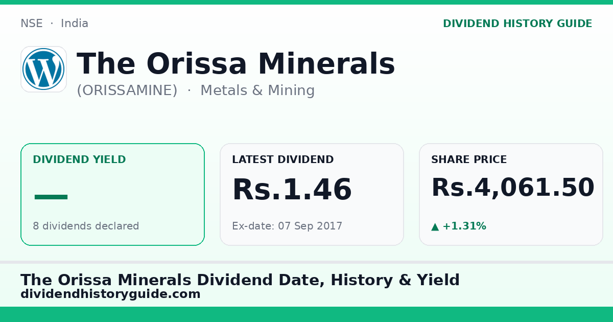 The Orissa Minerals (ORISSAMINE) dividend history — 0% yield, 8 dividends declared